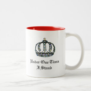 "UNDER ONE TIARA I STAND" 2トーンのコーヒーマグ ツートーンマグカップ