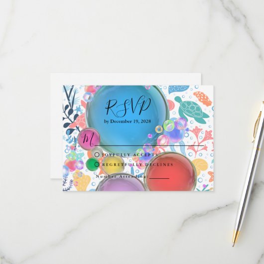 Under Sea Water Theme for Wedding RSVP (正面/裏面インサイチュ)