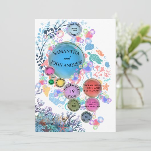 Under Sea Water Wedding Invitation (スタンド正面)