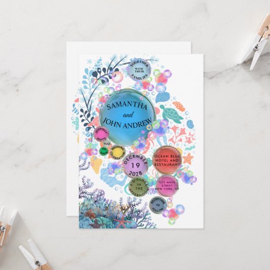 Under Sea Water Wedding Invitation (正面/裏面インサイチュ)