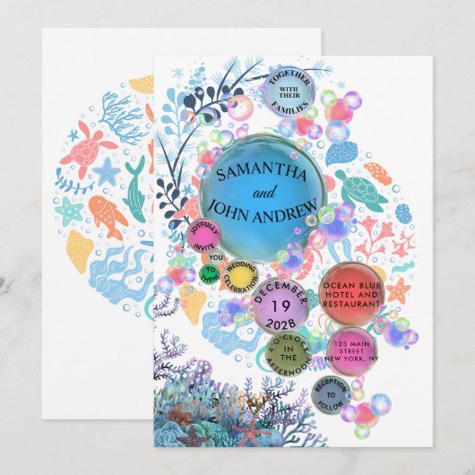 Under Sea Water Wedding Invitation (正面/裏面)