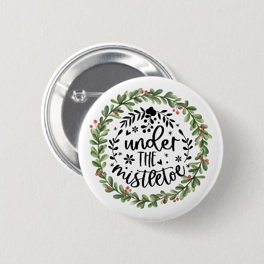 Under the Mistletoe Watercolor Wreath 缶バッジ (正面&裏面)