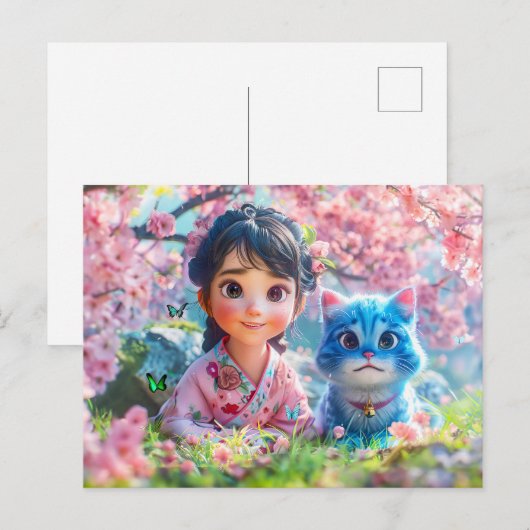 Under the Sakura Tree with My Ca シーズンポストカード (正面/裏面)