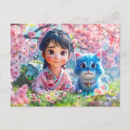 Under the Sakura Tree with My Ca シーズンポストカード (正面)