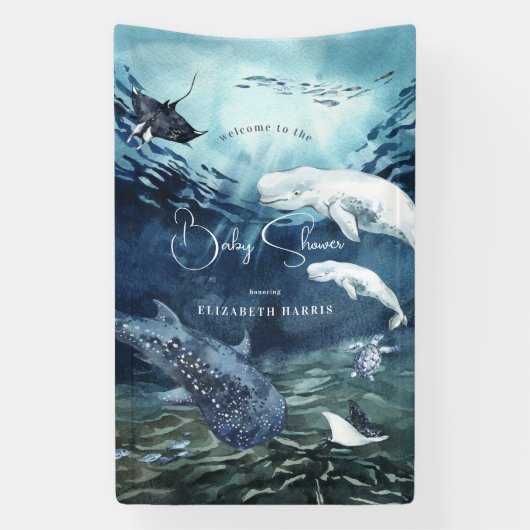 Under the Sea | オーシャンベイビーシャワーのウェルカム 横断幕 (縦)