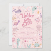 Under the Sea 2nd Birthday Invitation. Editable 招待状 (正面)