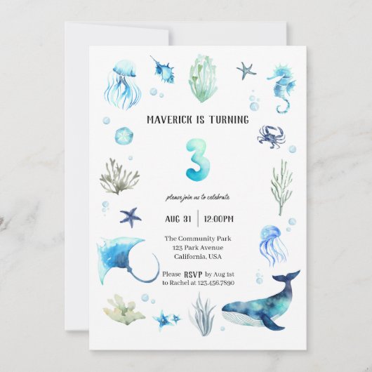 Under The Sea 3rd Birthday招待状 招待状 (正面)