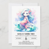 Under the Sea Adorable Mermaid Birthday 招待状 (正面)