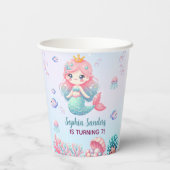 Under the sea - Adorable Mermaid Birthday Girl 紙コップ (裏面)