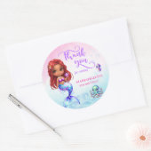 Under the sea - Afro Mermaid Birthday ラウンドシール (封筒)