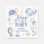 Under The Sea Ahoy It's A Boy Ocean Baby Shower スタンダードカクテルナプキン (正面)