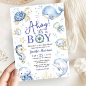 Under The Sea Ahoy It's A Boy Ocean Baby Shower  招待状