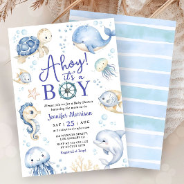 Under The Sea Ahoy It's A Boy Ocean Baby Shower  招待状