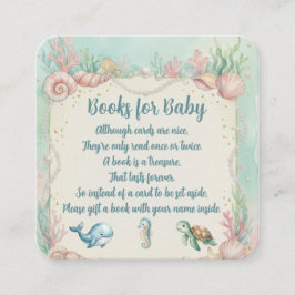 Under the Sea Animals Aquamarine Baby Shower エンクロージャーカード