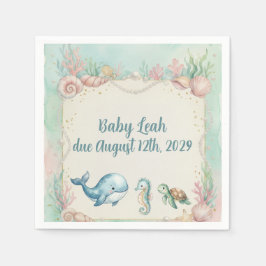 Under the Sea Animals Aquamarine Baby Shower スタンダードカクテルナプキン