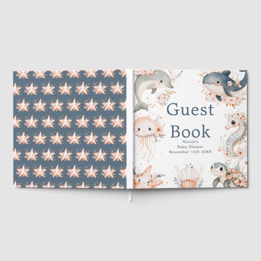 Under The Sea Animals Baby Shower ゲストブック (全面)