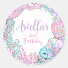 Under the Sea Animals Birthday Invitation ラウンドシール