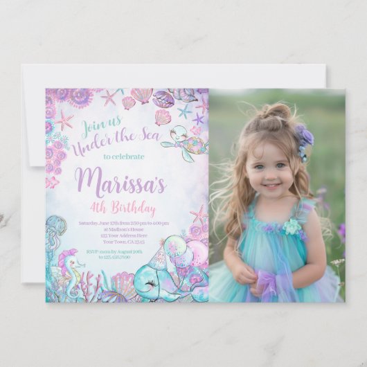 Under the Sea Animals Birthday Invitation 招待状 (正面)