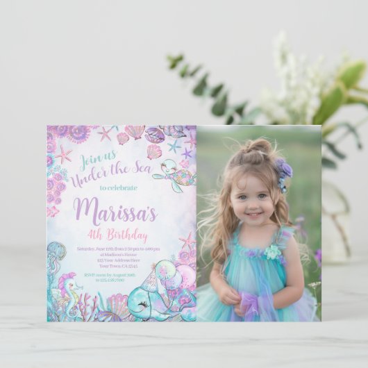 Under the Sea Animals Birthday Invitation 招待状 (スタンド正面)
