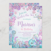 Under the Sea Animals Birthday Invitation 招待状 (正面/裏面)