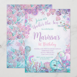 Under the Sea Animals Birthday Invitation 招待状