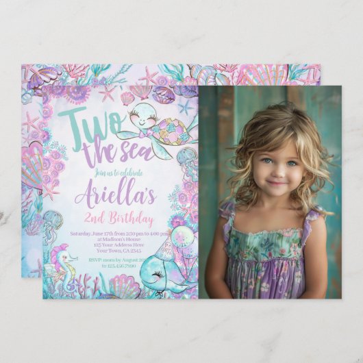 Under the Sea Animals Birthday Invitation 招待状 (正面/裏面)