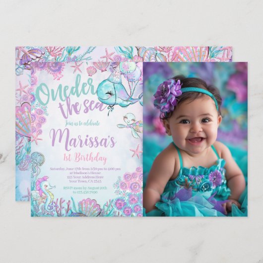 Under the Sea Animals Birthday Invitation 招待状 (正面/裏面)