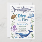 Under the Sea Animals Birthday Party 招待状 (正面)