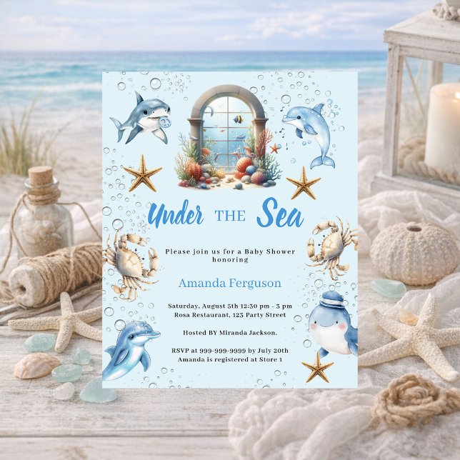 Under the sea animals boy Baby Shower invitation (クリエイターアップロード済み)