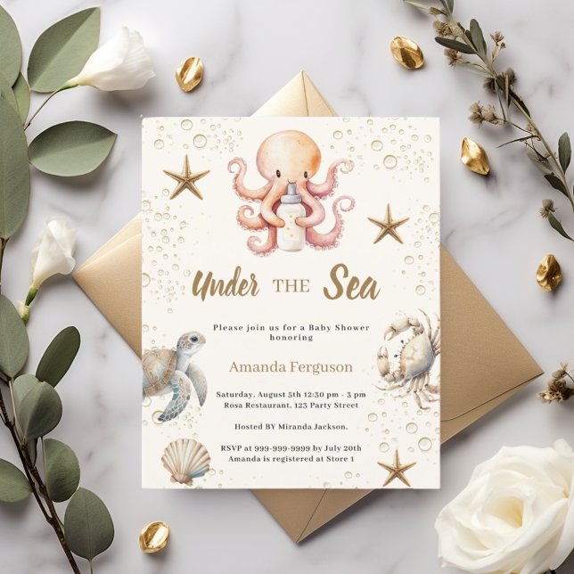 Under the sea animals girl Baby Shower invitation (クリエイターアップロード済み)