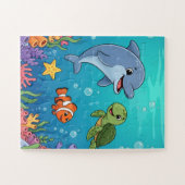 Under the Sea Animals Kids Puzzle | Dolphin Turtle ジグソーパズル (横)