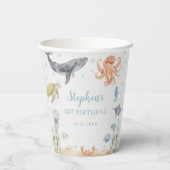 Under The Sea Animals Ocean 1st Birthday 紙コップ (裏面)