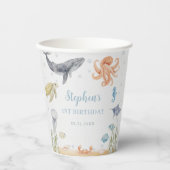 Under The Sea Animals Ocean 1st Birthday 紙コップ (正面)