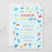 Under the Sea Animals Ocean Birthday party 招待状 (正面)