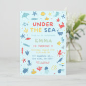 Under the Sea Animals Ocean Birthday party 招待状 (スタンド正面)