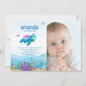 Under the Sea Baby Girl 1st Birthdayパーティー写真 招待状 (正面)