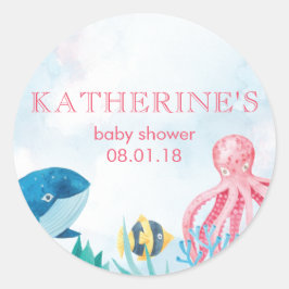 Under the Sea Baby Showerスタンプ ラウンドシール