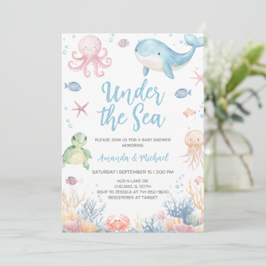 Under the Sea Baby Shower 招待状 (スタンド正面)