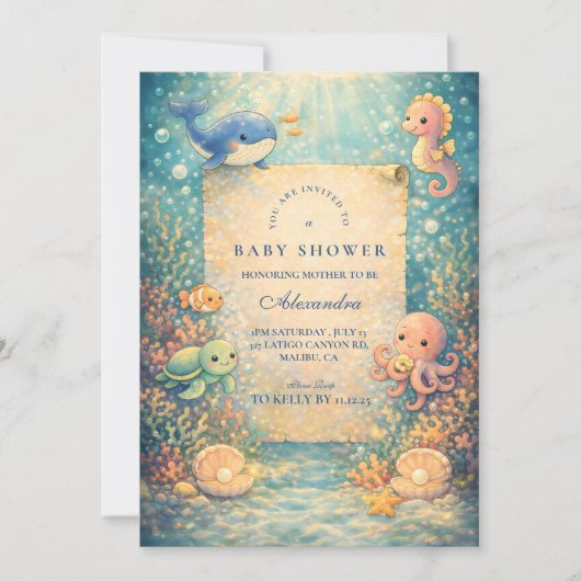 Under The Sea Baby Shower 招待状 (正面)