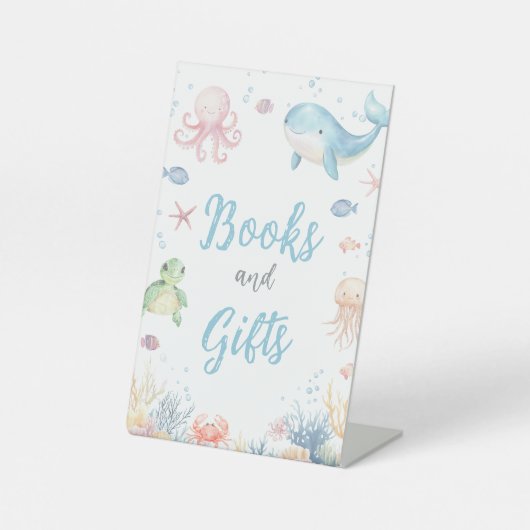 Under the Sea Baby Shower Books and Gifts Sign 台座サイン (正面)