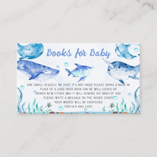 Under the Sea Baby Shower Books forベビー 名刺 (正面)