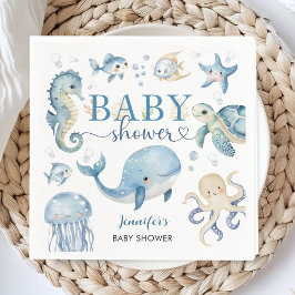 Under The Sea Baby Shower Boy Blue Ocean スタンダードカクテルナプキン
