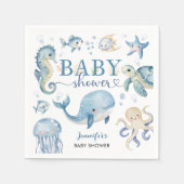 Under The Sea Baby Shower Boy Blue Ocean スタンダードカクテルナプキン (正面)