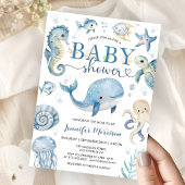 Under The Sea Baby Shower Boy Blue Ocean 招待状