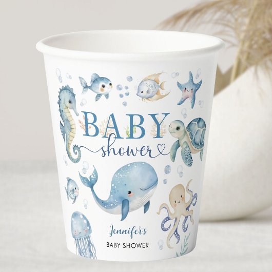 Under The Sea Baby Shower Boy Blue Ocean 紙コップ
