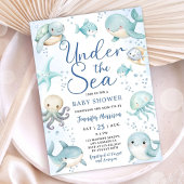 Under The Sea Baby Shower Boy Cute Ocean  招待状