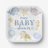 Under The Sea Baby Shower Boy Ocean ペーパープレート (正面)