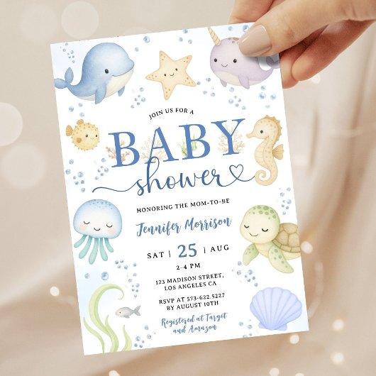 Under The Sea Baby Shower Boy Ocean 招待状