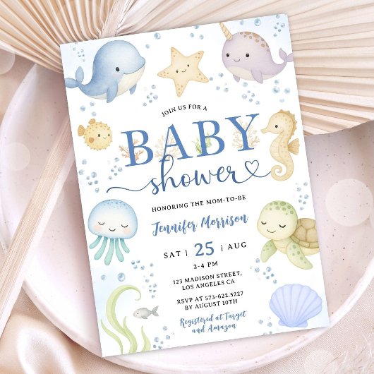 Under The Sea Baby Shower Boy Ocean 招待状