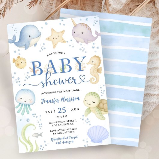 Under The Sea Baby Shower Boy Ocean 招待状